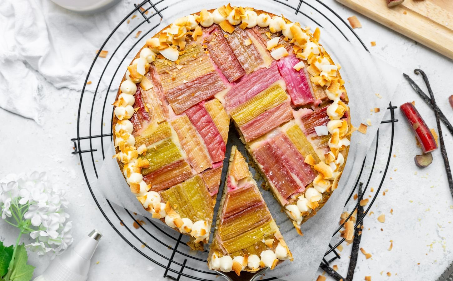 Upside-Down Rhubarb Coconut Cake