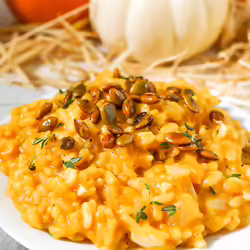 Vegan Creamy Pumpkin Risotto With Roasted Pepitas