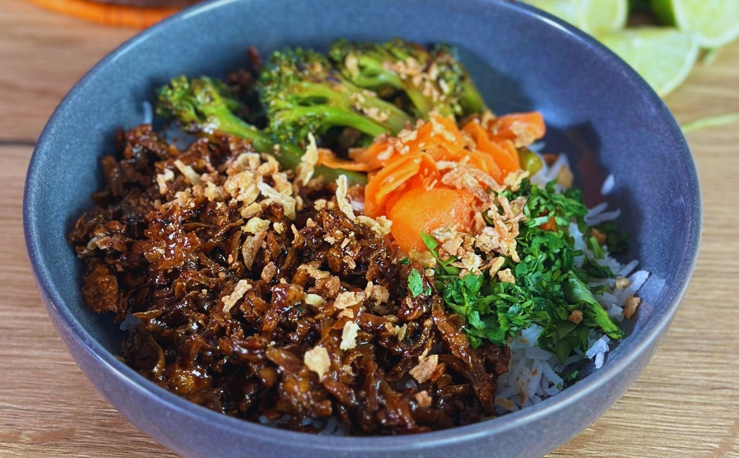 Try This Ground Tofu Bowl With Teriyaki Sauce