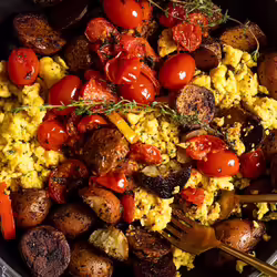 Vegan Skillet Breakfast Eggs and Potatoes