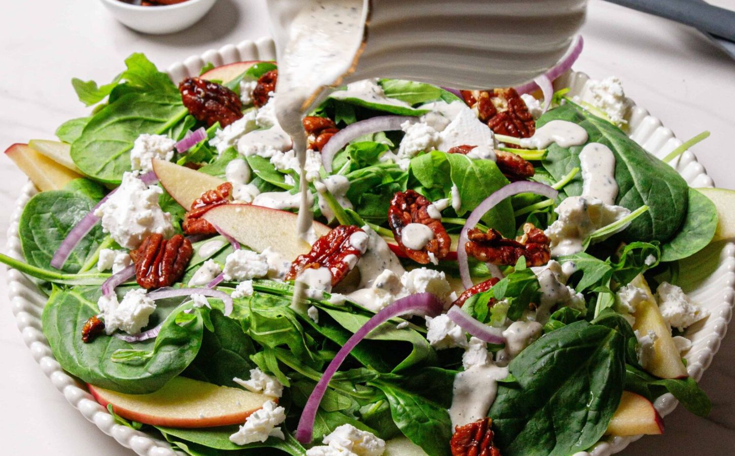Try This Spinach Arugula Salad With Candied Pecans And Apples