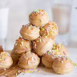 Vegan Glazed Vanilla Doughnut Holes With Funfetti Sprinkles
