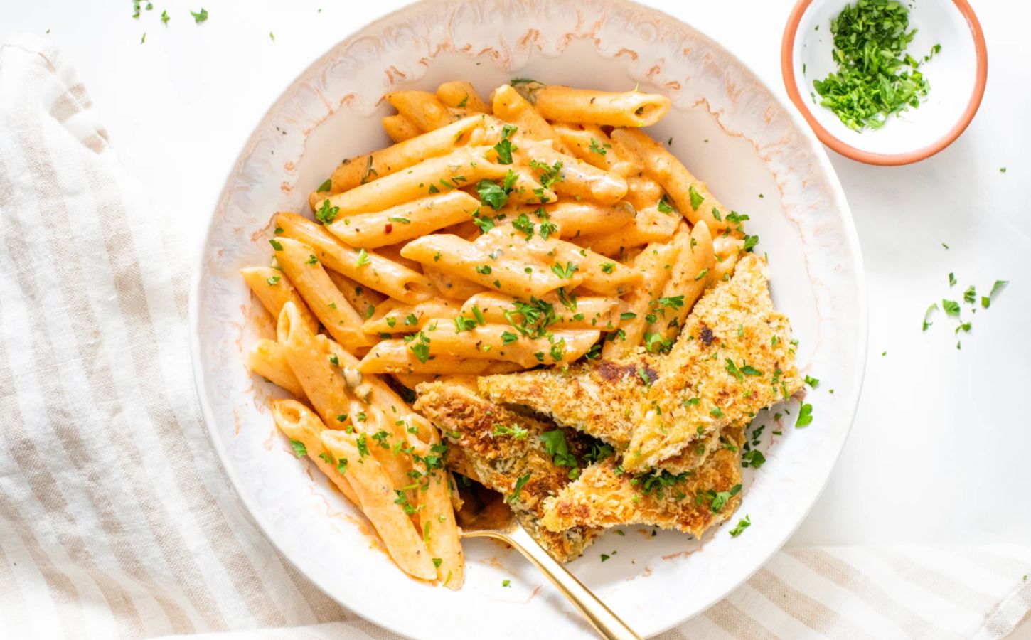 Vegan Cajun Pasta Recipe, Featuring Panko-Crusted Tempeh