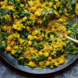 Vegan Spinach, Chickpea, and Lemon Pilaf