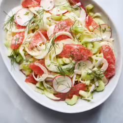 Vegan Shaved Fennel and Pink Grapefruit Salad With Cashew Dill Yogurt Dressing