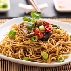Vegan Beef and Vegetable Lo-Mein Noodles