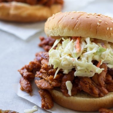 Best Vegan BBQ Sandwich with Soy Curls