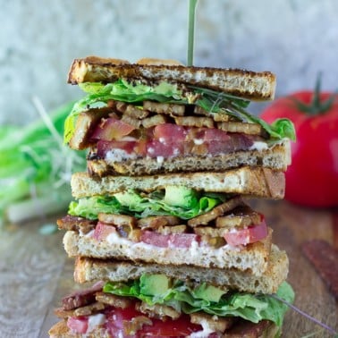 Vegan BLT Sandwich with Baked Tempeh Bacon