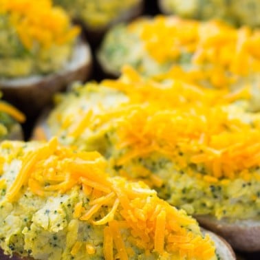 Vegan Cheesy Broccoli Twice Baked Potatoes