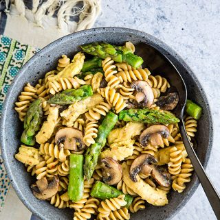 Vegan Asparagus and Mushroom Pasta