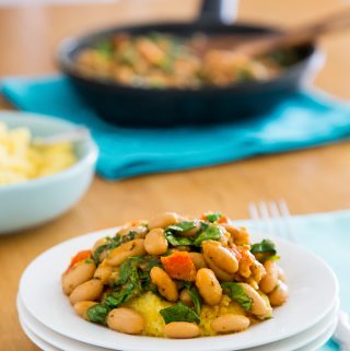 Sausage-Flavored Breakfast Beans and Grits