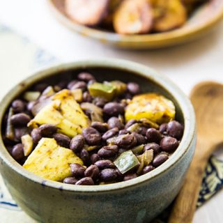 Caribbean Pineapple Black Beans and Oven-Fried Plantains