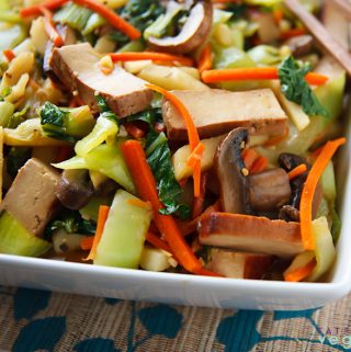 Bok Choy and Baked Tofu Stir-Fry in Ginger-Citrus Sauce