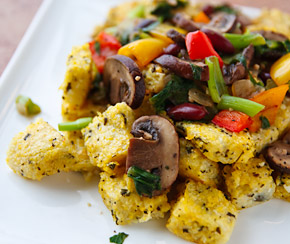 Herbed Polenta with Beans and Bok Choy