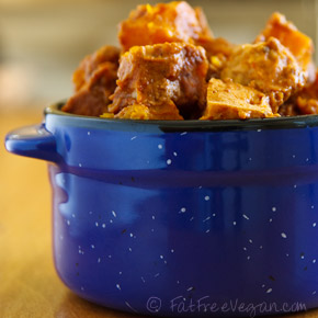 Tofu, Tempeh, and Butternut Squash in Slow-Cooked Peanut Mole