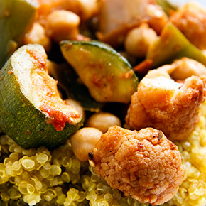 Roasted Vegetables with Tomato Charmoula and Quinoa