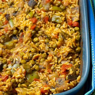 Cumin Rice with Eggplant and Peas