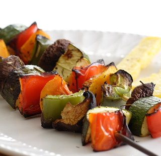 Grilled Skewered Vegetables with Quick Polenta