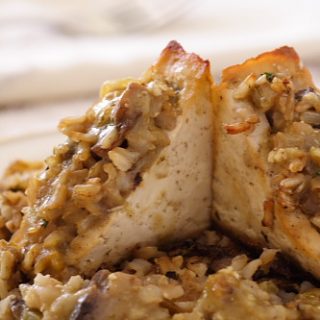 Tofu Stuffed with Brown Rice and Mushroom Dressing