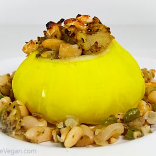 Patty Pan Squash Stuffed with Cajun White Beans