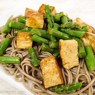 Somen with Tofu and Asparagus in a Chinese Dressing