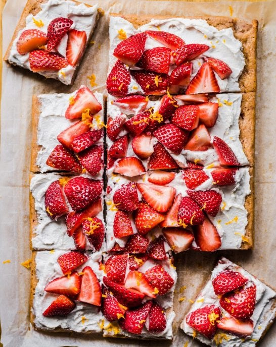 Vegan Strawberries and Cream Sheet Cake