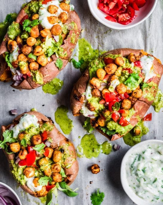Tandoori Chickpea Stuffed Sweet Potatoes