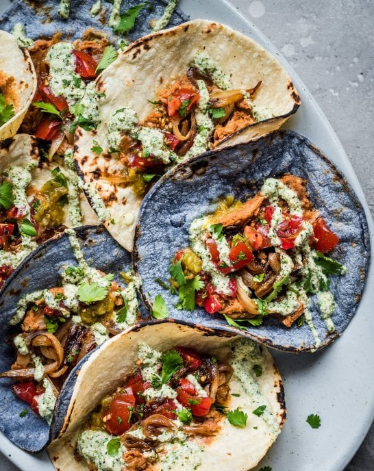 Easy Vegan Tacos with Smoky Cashew Crema