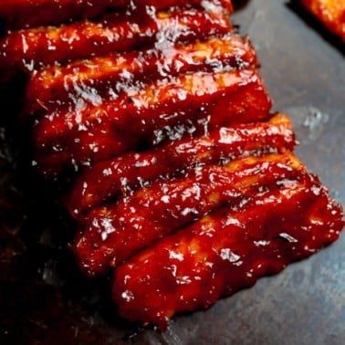 Sticky BBQ Tempeh Ribs