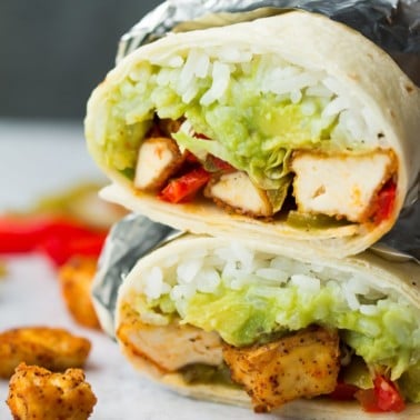 Sheet Pan Vegan Chik’n Burritos