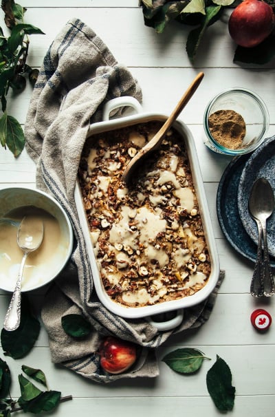 Cozy Apple Spice Baked Oatmeal with Maple Cream