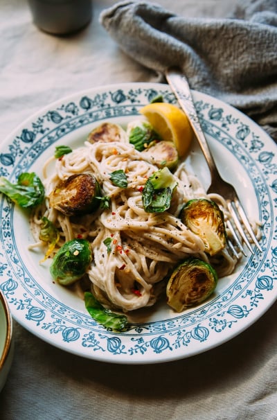20-Minute Miso Pasta with Brussels Sprouts