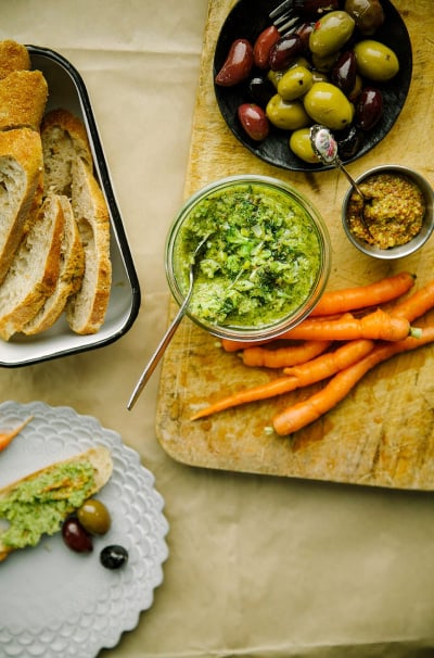 Mustard Roasted Broccoli Paté with Leeks & Lemon