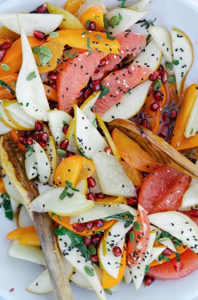 Winter Citrus Salad with Persimmon & Rosemary Rooibos Syrup