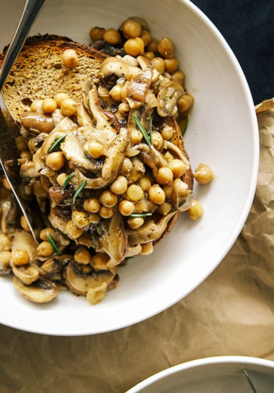 Rosemary Mushroom & Chickpea Ragout on Toast
