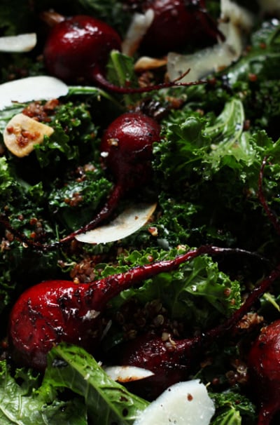 Warm Quinoa & Kale Salad with Balsamic Beets