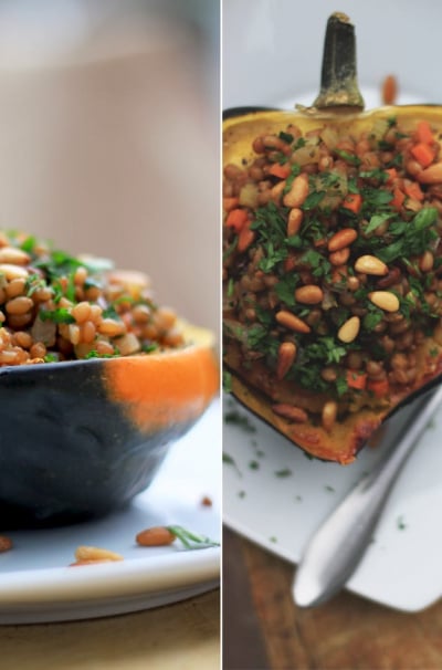 Stuffed Acorn Squash with Wheat Berries & Herbs