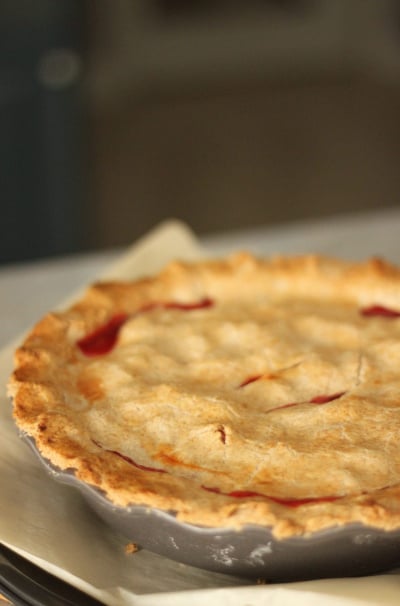 Vegan Rhubarb Strawberry Pie with Spelt Crust