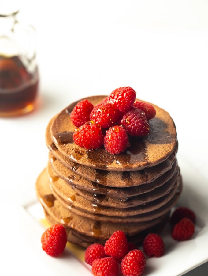 Vegan Chocolate Protein Pancakes (Gluten-free!)
