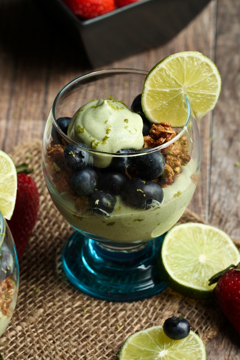 Lime Whipped Cream and Blueberry Granola Parfaits