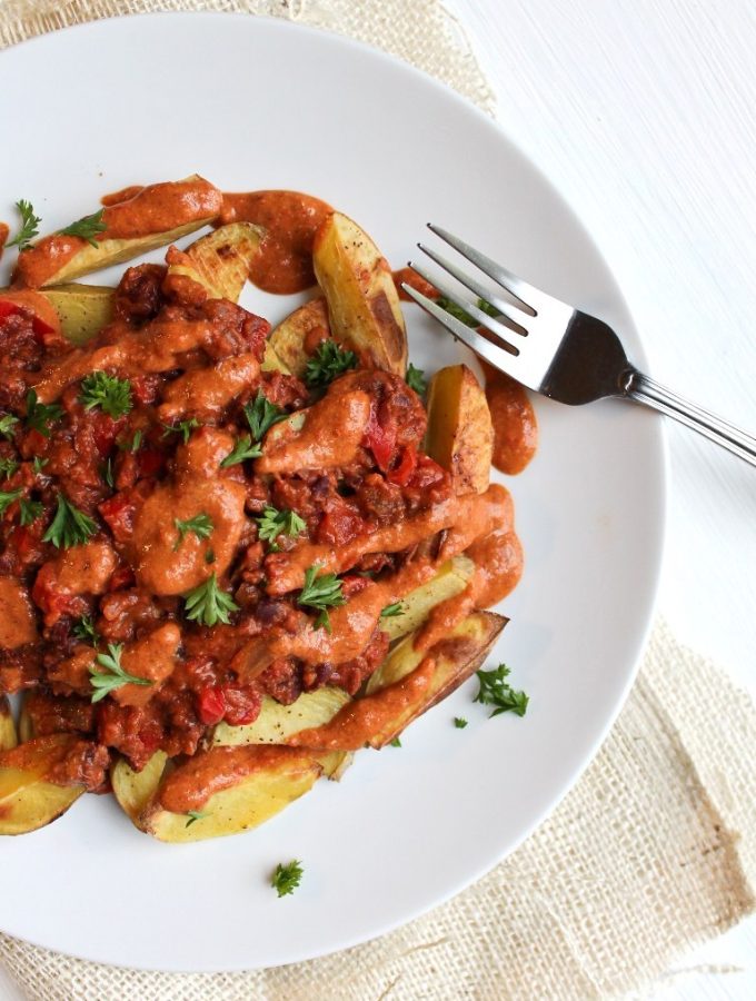 Vegan Low-Fat Chili Cheese Fries