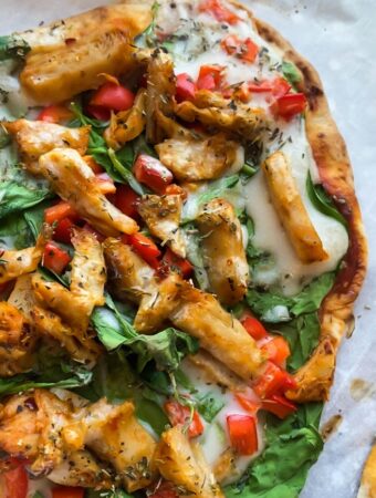 Vegan Barbecue Chicken Pizza (With Homemade Cheese)