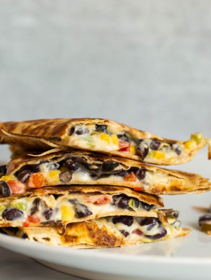 Cheesy Vegan Quesadillas (Oil-free!)