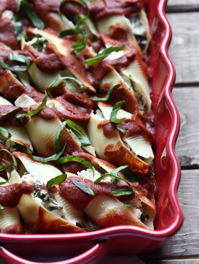 Vegan Stuffed Ricotta Shells With Spinach