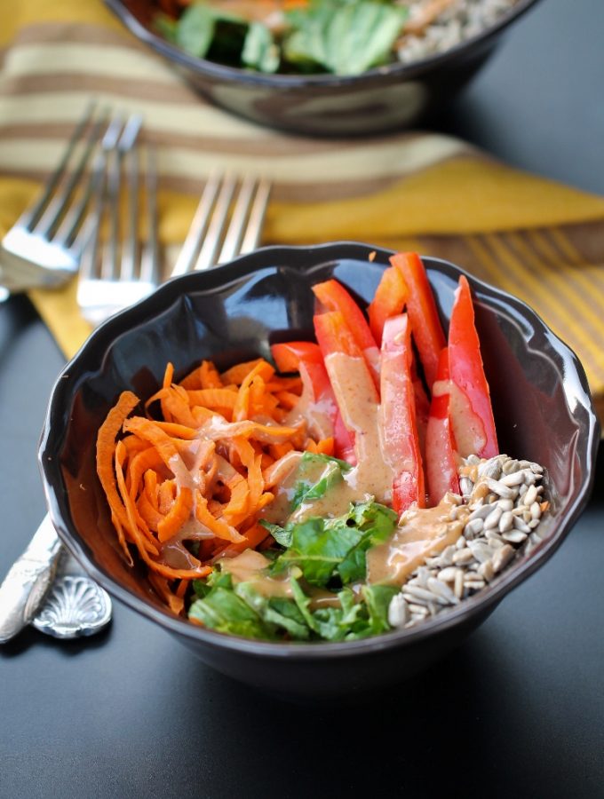Carrot Salad with Spicy Sweet Tahini Dressing