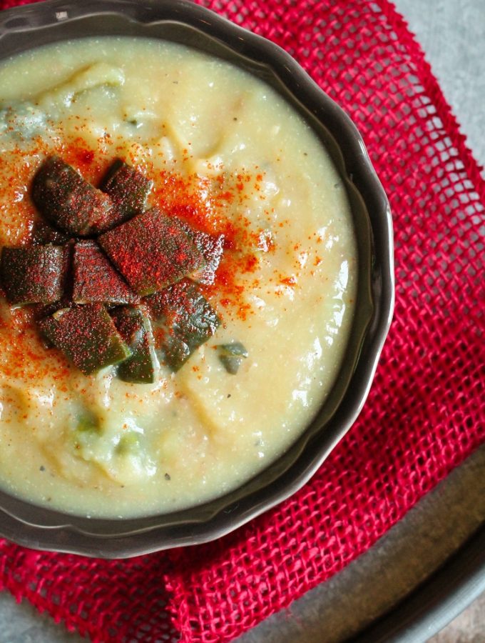 6 Ingredient Roasted Poblano Pepper Potato Soup