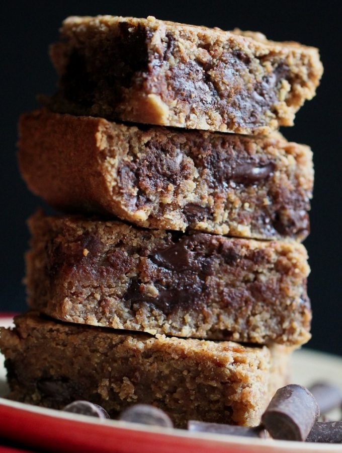 Vegan Almond Butter Chocolate Chunk Blondies