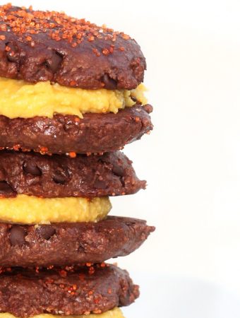 Chocolate & Apricot “Buttercream” Cookie Sandwiches for Halloween