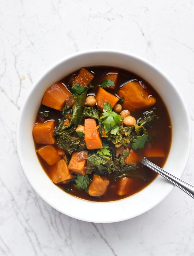 Chickpea, Sweet Potato and Kale Soup