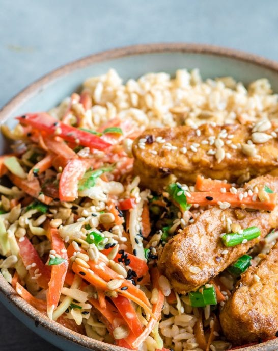 Vegan Sesame Tempeh Rice Bowl